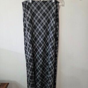 Vintage Rosecrest plaid maxi skirt Grey and Black size12